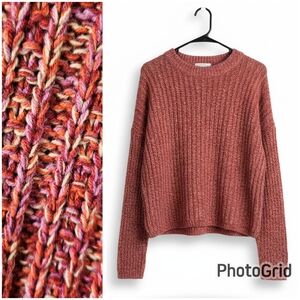 ♻️Chunky Ribbed Knit Sweater | Rust Marled Multi | Women’s XL